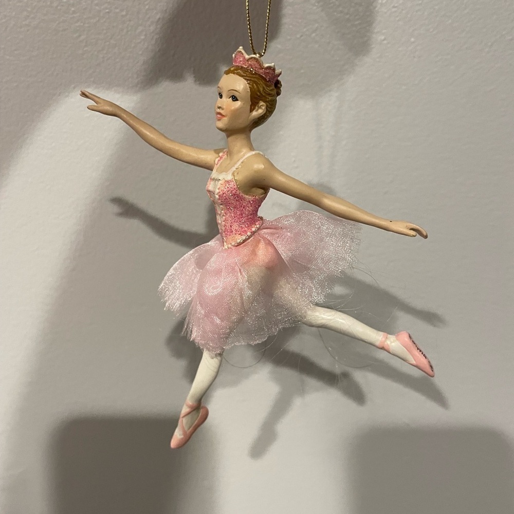 Pink Ballerina Ornament with extensive detail size 6 inches